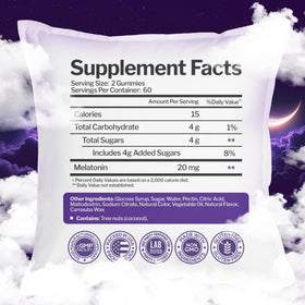 Gummies de mélatonine Just Nutrients sur une table