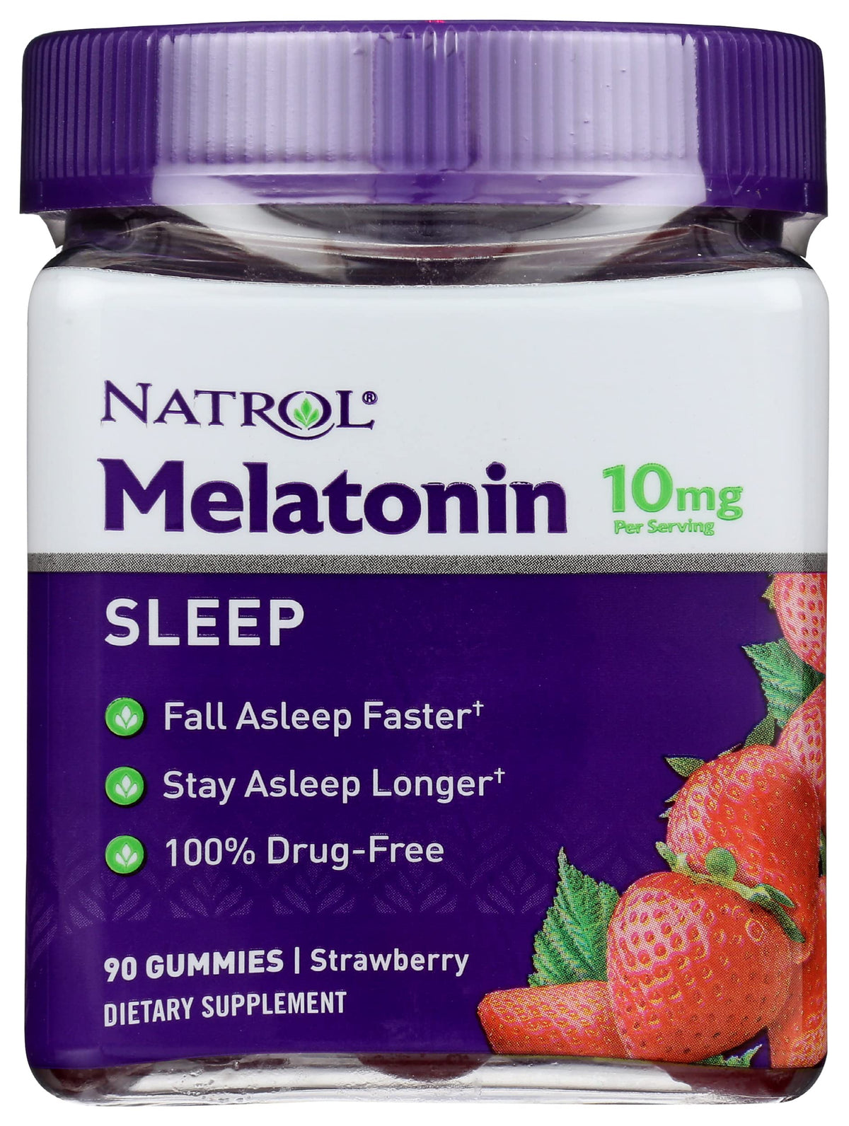 Gummies de Mélatonine Natrol 10mg Fraise, pot de 90 unités
