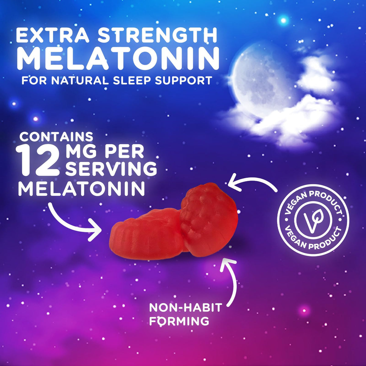 Gummies de Mélatonine Nature's Nutrition près d'un verre d'eau