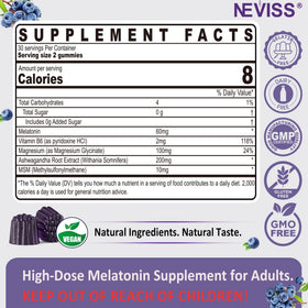 Gummies de mélatonine NEVISS avec étiquette visible