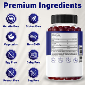 Gummies de mélatonine NUELATION, ingrédients naturels sur l'emballage