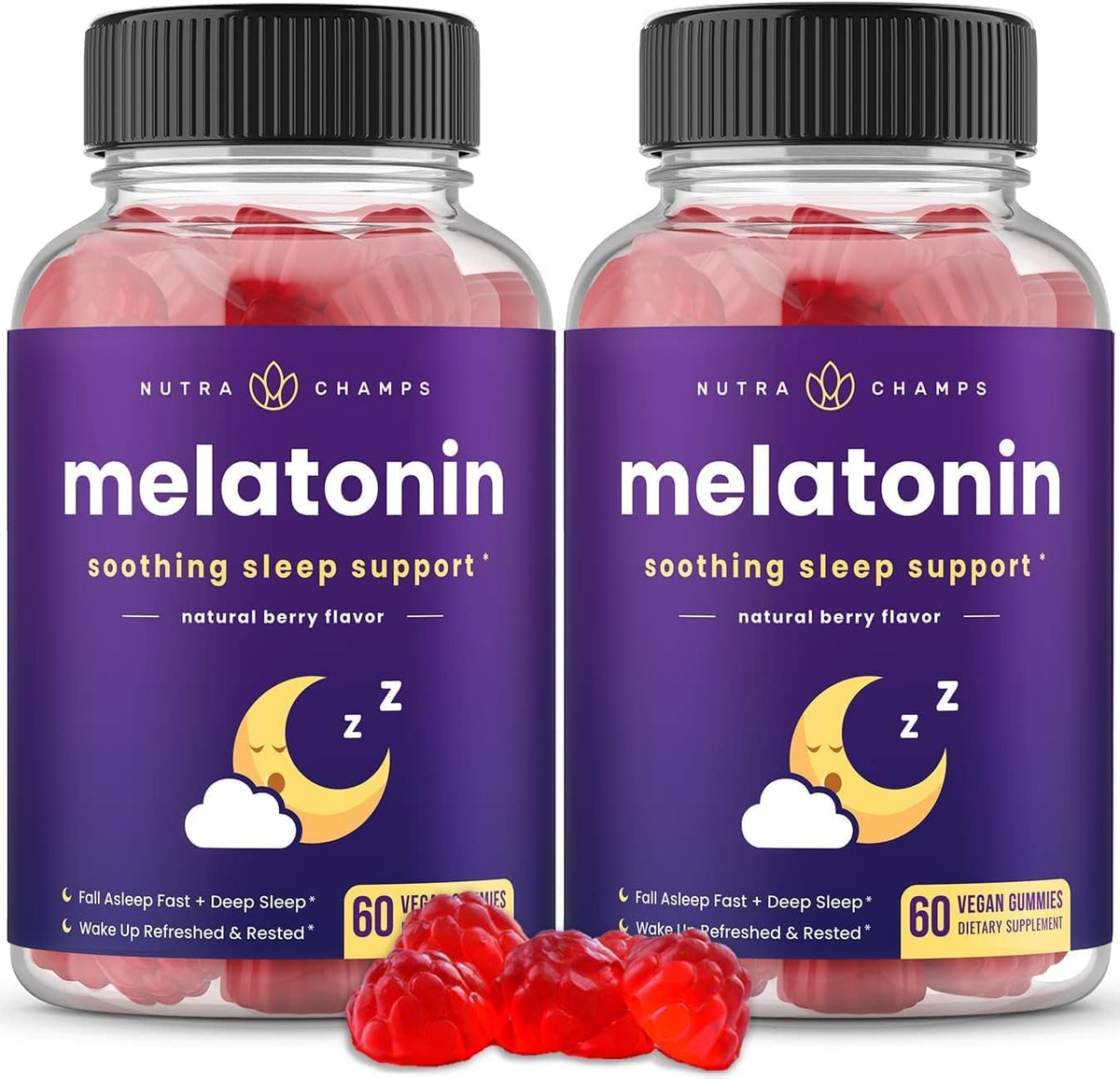 Gummies de mélatonine NutraChamps 60 unités avec saveur de baie