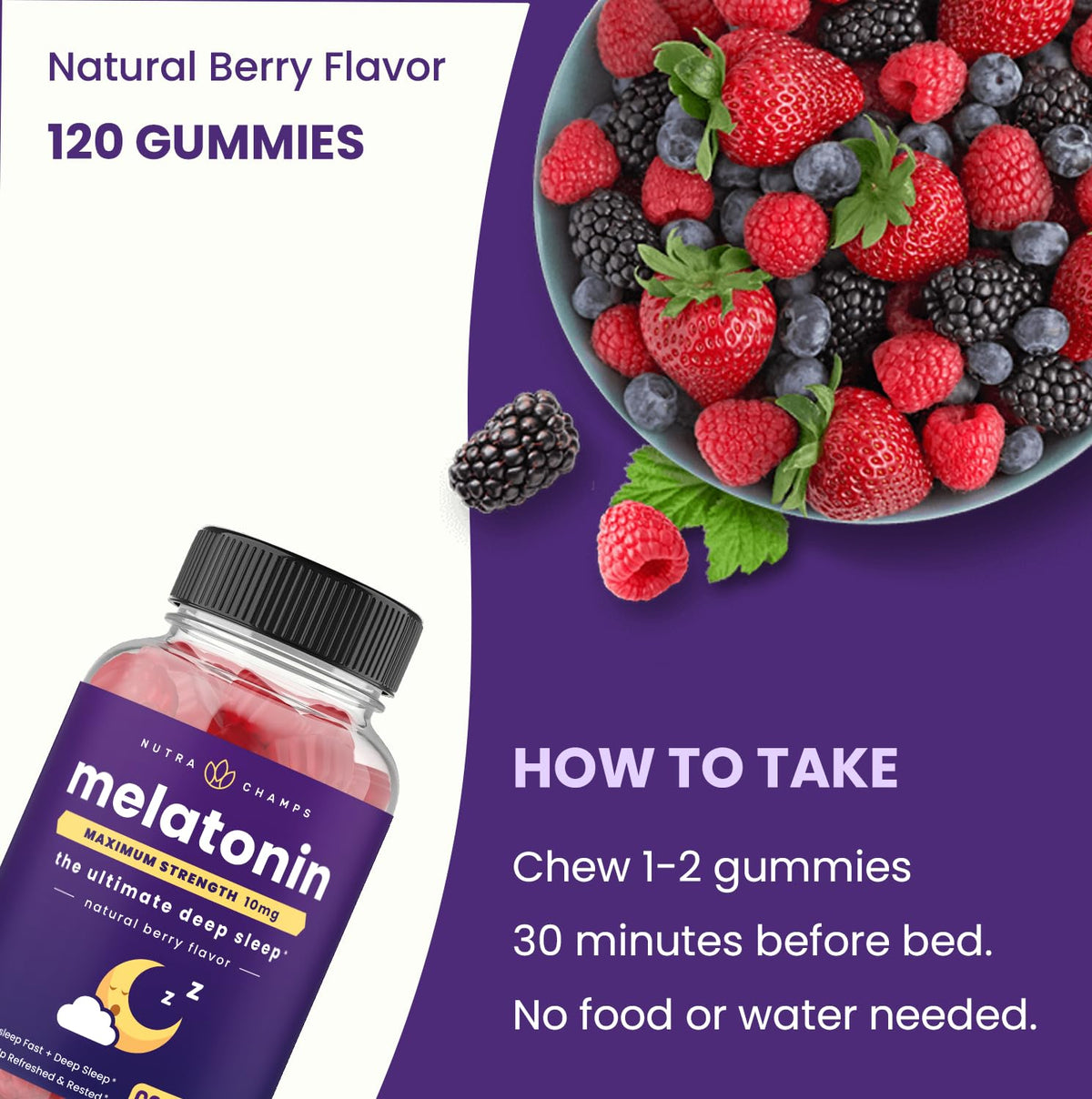 Gummies de mélatonine NutraChamps en train d'être pris par une personne