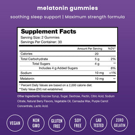 Gummies de mélatonine NutraChamps en vue de face avec couleur de baies