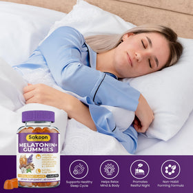 Gummies de Mélatonine Sakoon nutrition sur fond blanc