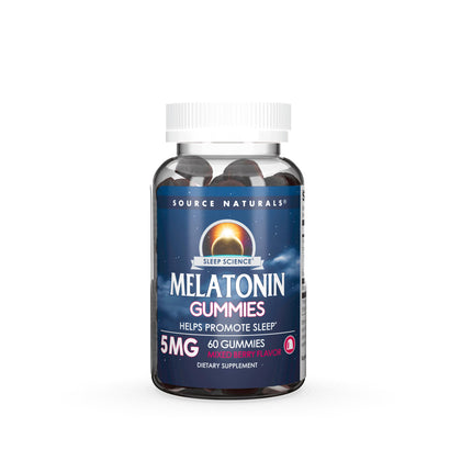 Gummies de mélatonine Source Naturals 5 mg en pot vue de face