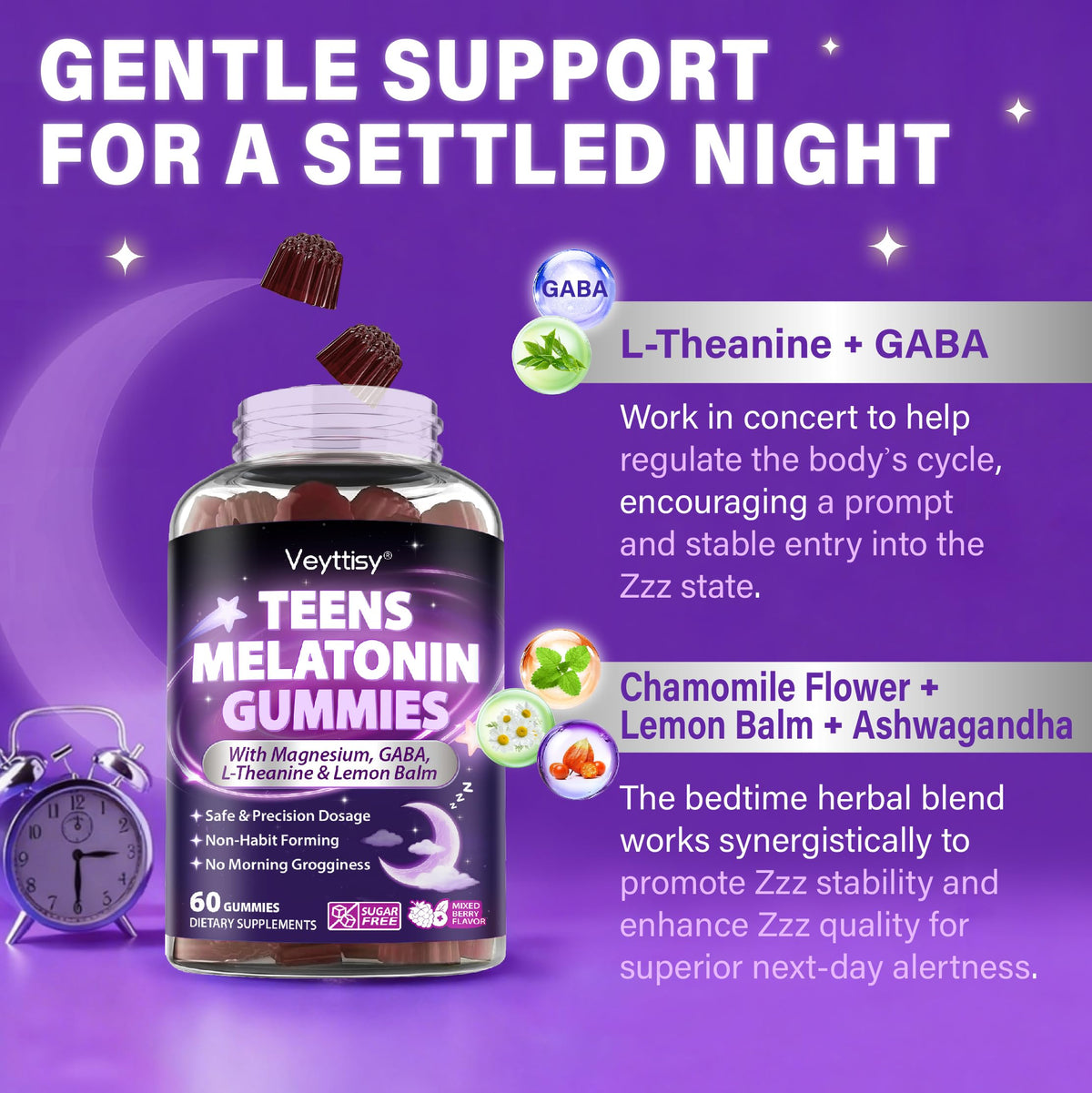Gummies de mélatonine Veyttisy avec ingrédients naturels