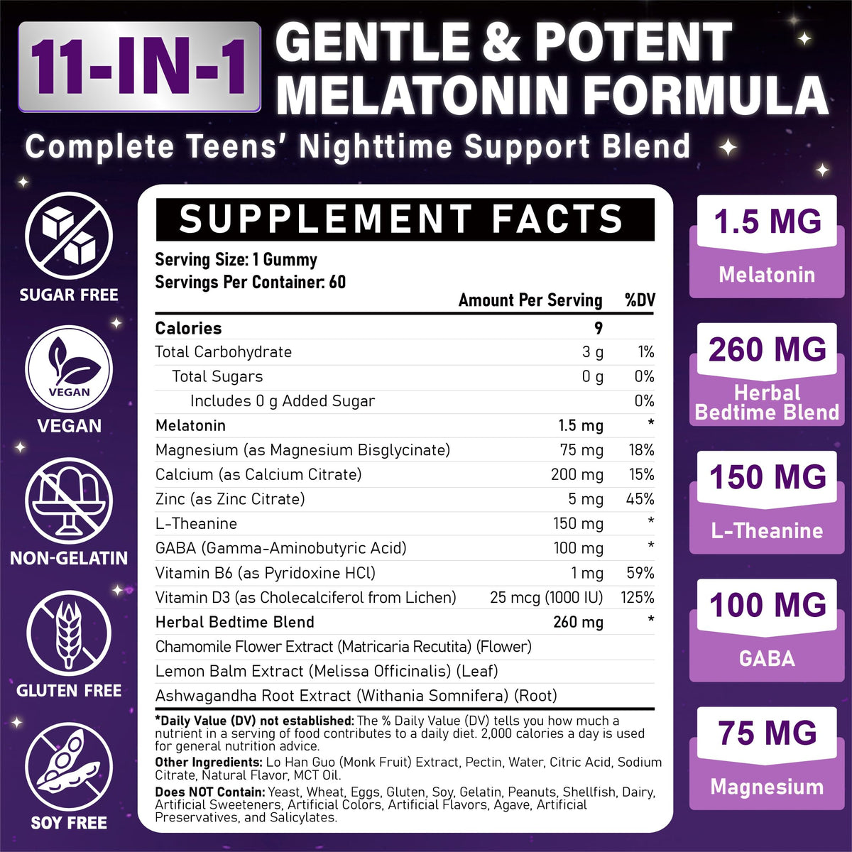 Gummies de mélatonine Veyttisy avec un goût de baies mélangées