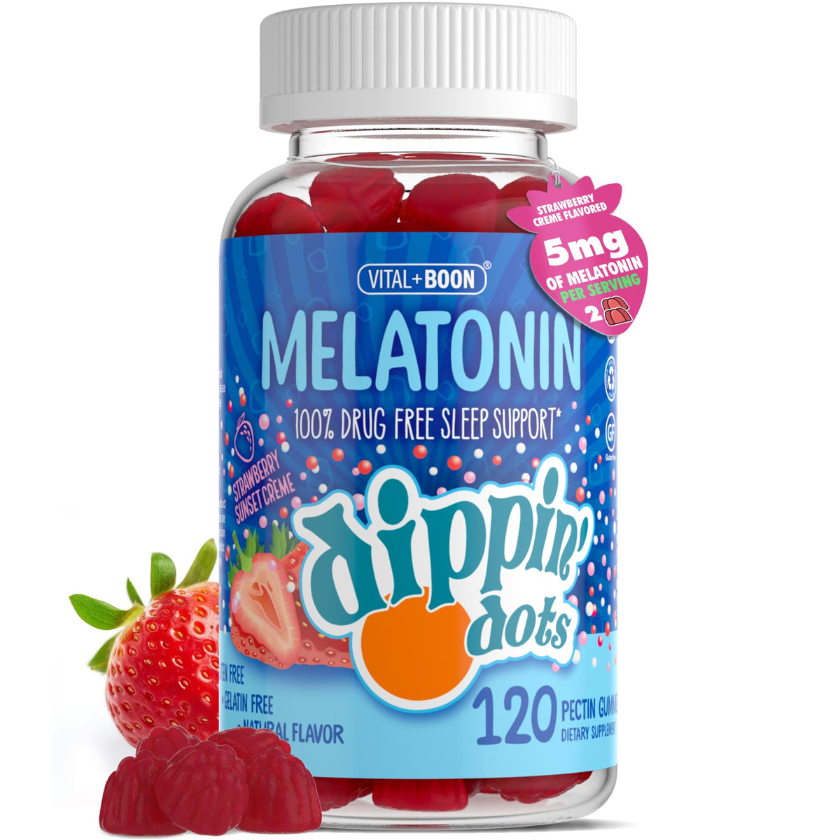 Gummies de mélatonine Vital+Boon 2,5 mg pot avant