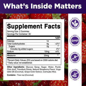 Gummies de mélatonine Vitamatic au goût de fraise, présentation des gummies