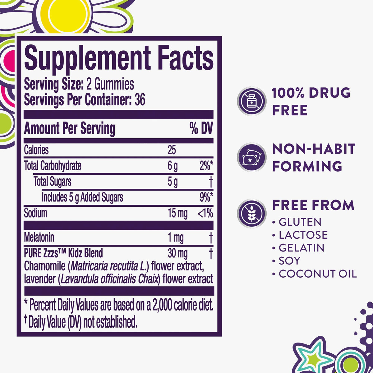 Gummies de mélatonine ZzzQuil Pure Zzzs Kidz 1 mg, avec lavande et camomille