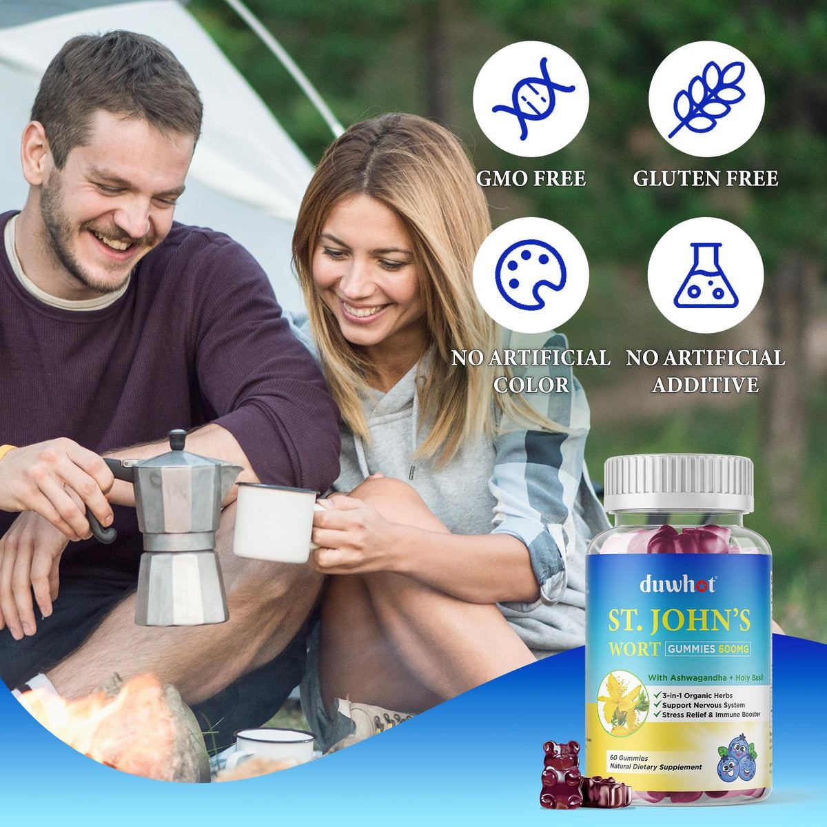 Gummies de millepertuis bio 600mg duwhot avec ingrédients