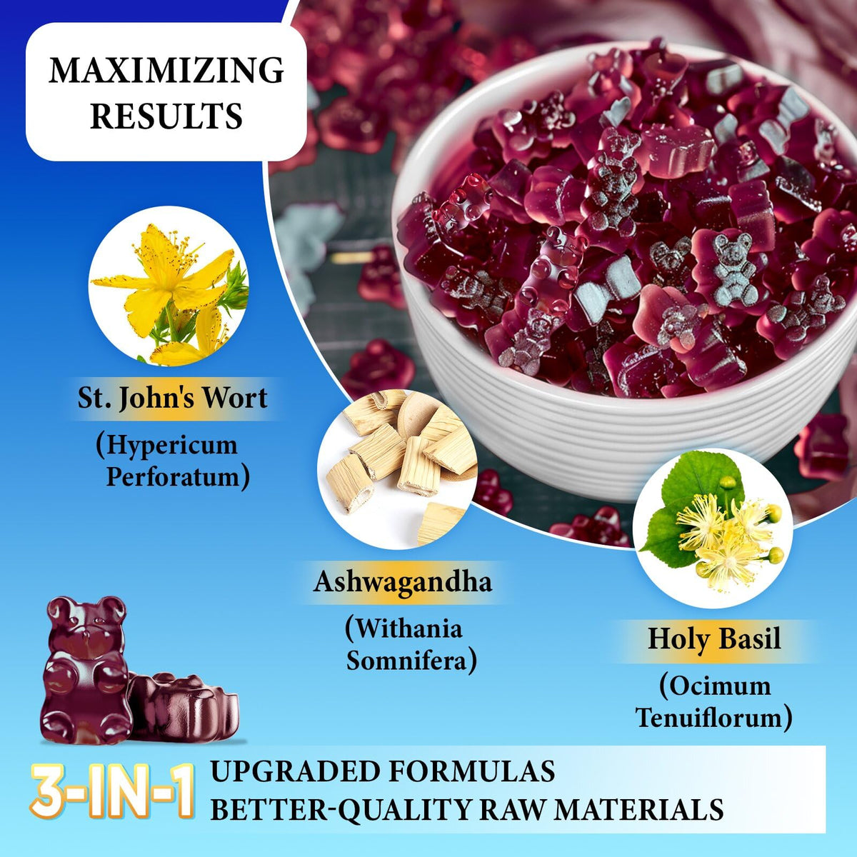 Gummies de millepertuis bio 600mg duwhot sur une table