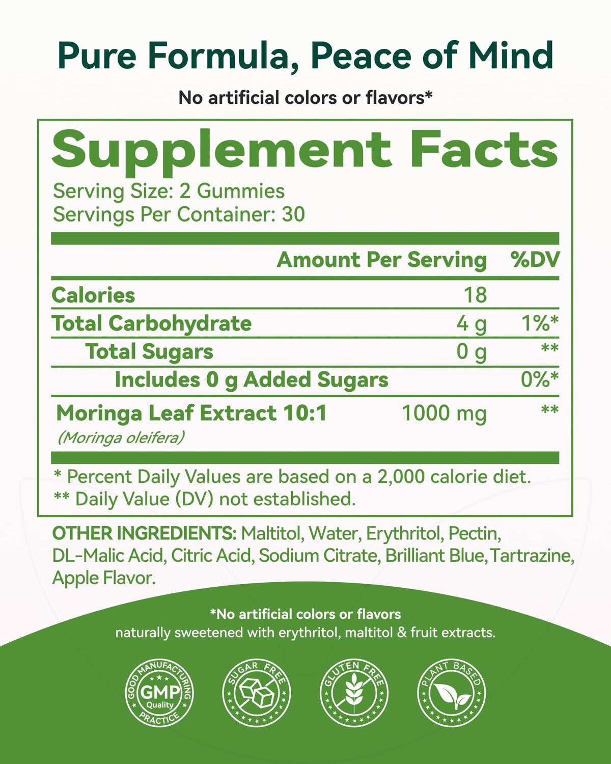 Gummies de Moringa Bio Inner Brightness avec arrière-plan naturel