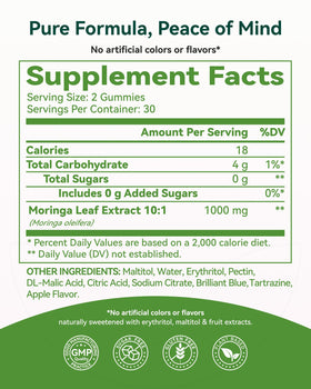 Gummies de Moringa Bio Inner Brightness avec arrière-plan naturel