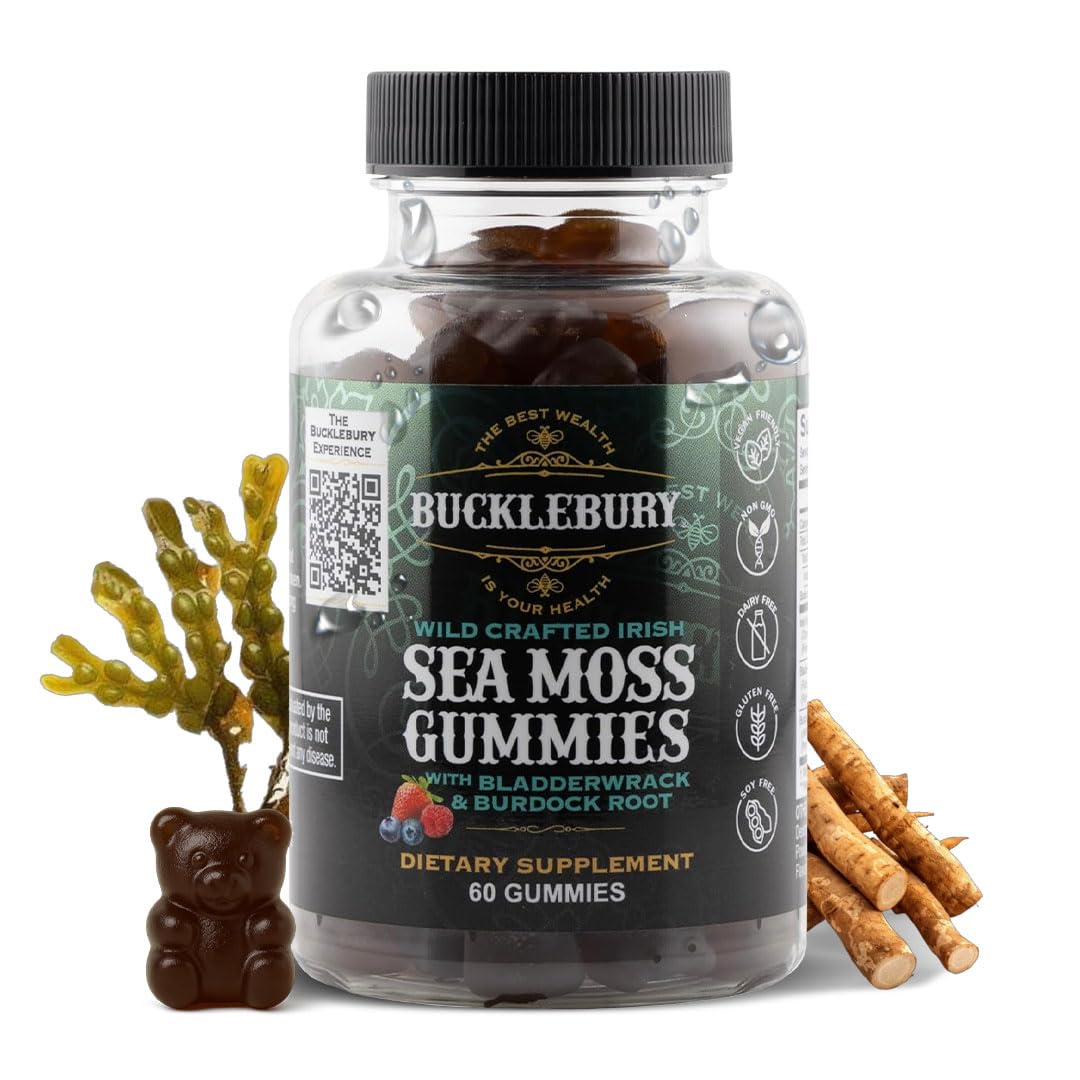Gummies de mousse de mer BUCKLEBURY en bouteille vue de face