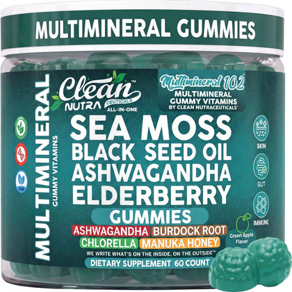 Gummies de Mousse de Mer Clean Nutraceuticals 215g avant avec étiquette verte