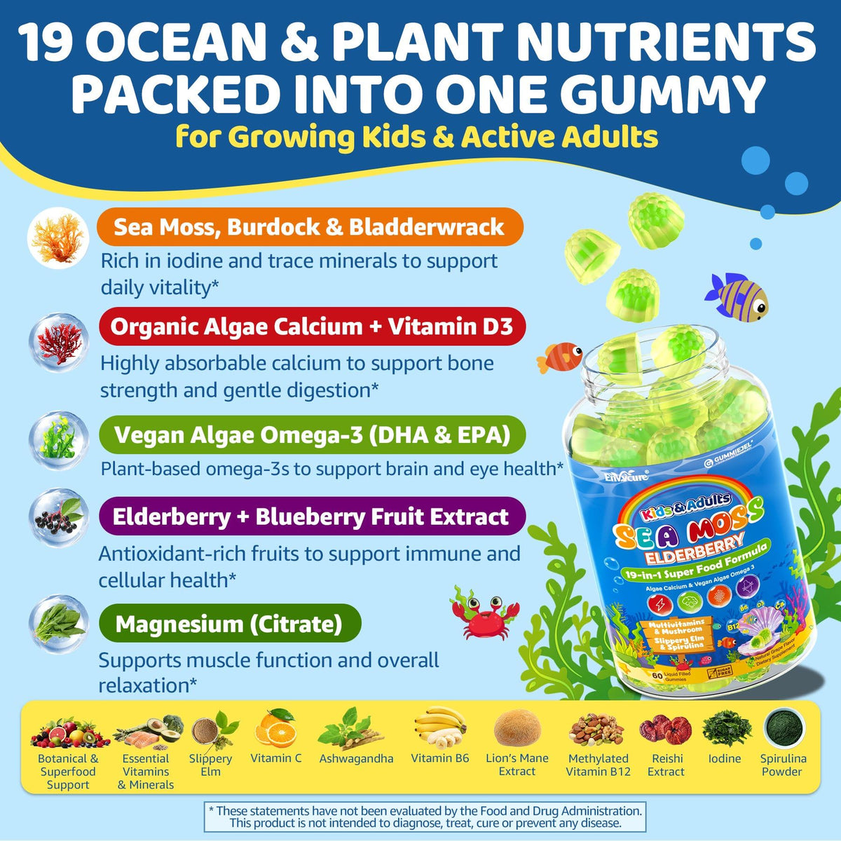 Gummies de Mousse de Mer EnvyCure dans une main d'enfant