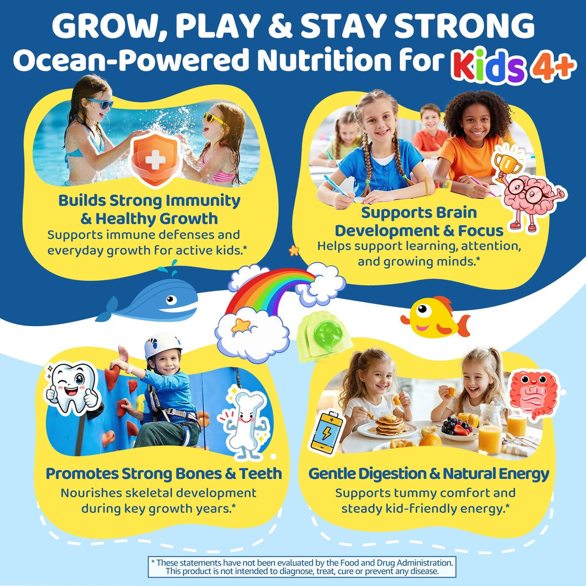 Gummies de Mousse de Mer EnvyCure sur une table avec des fruits