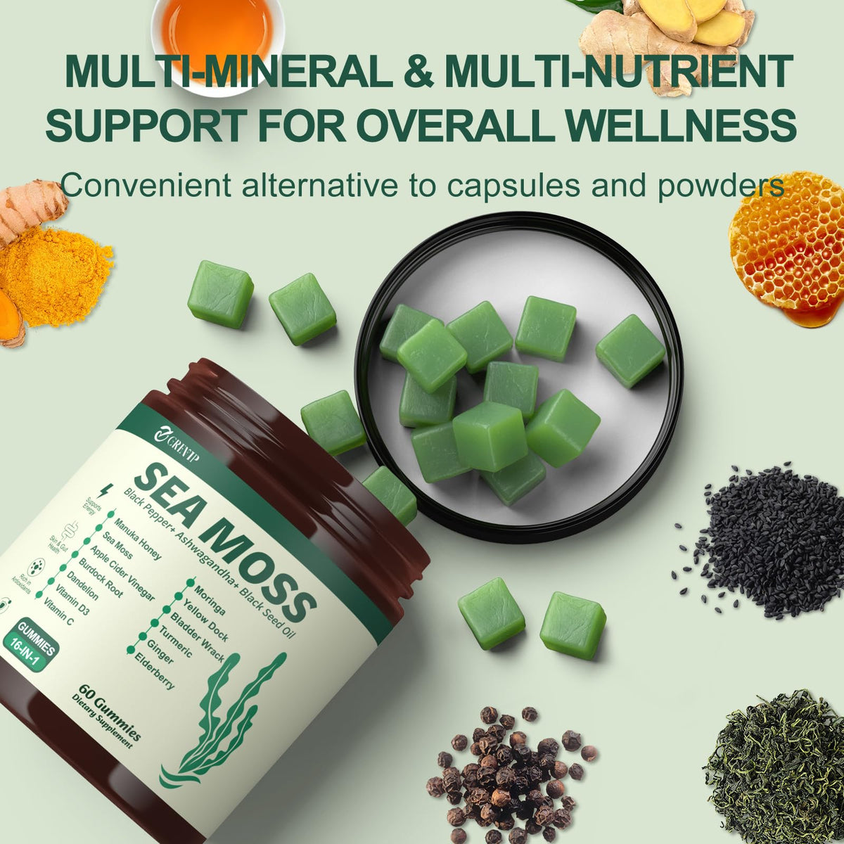 Gummies de mousse de mer GREVIP avec ingrédients naturels