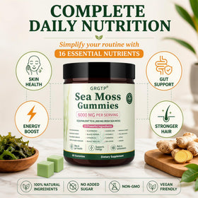 Gummies de Mousse de Mer GRGTP sur un fond neutre