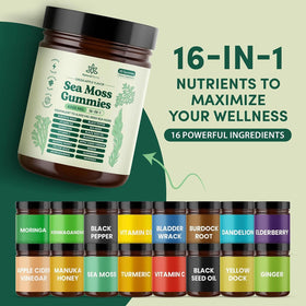 Gummies de Mousse de Mer Natural Rems avec racine d'ashwagandha et curcuma