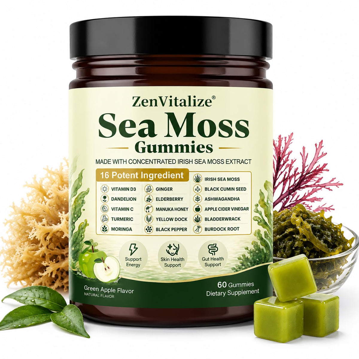 Gummies de Mousse de Mer ZenVitalize 16-en-1 en pot
