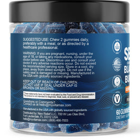 Gummies de mousse irlandaise Vitamax, étiquette avec informations nutritionnelles