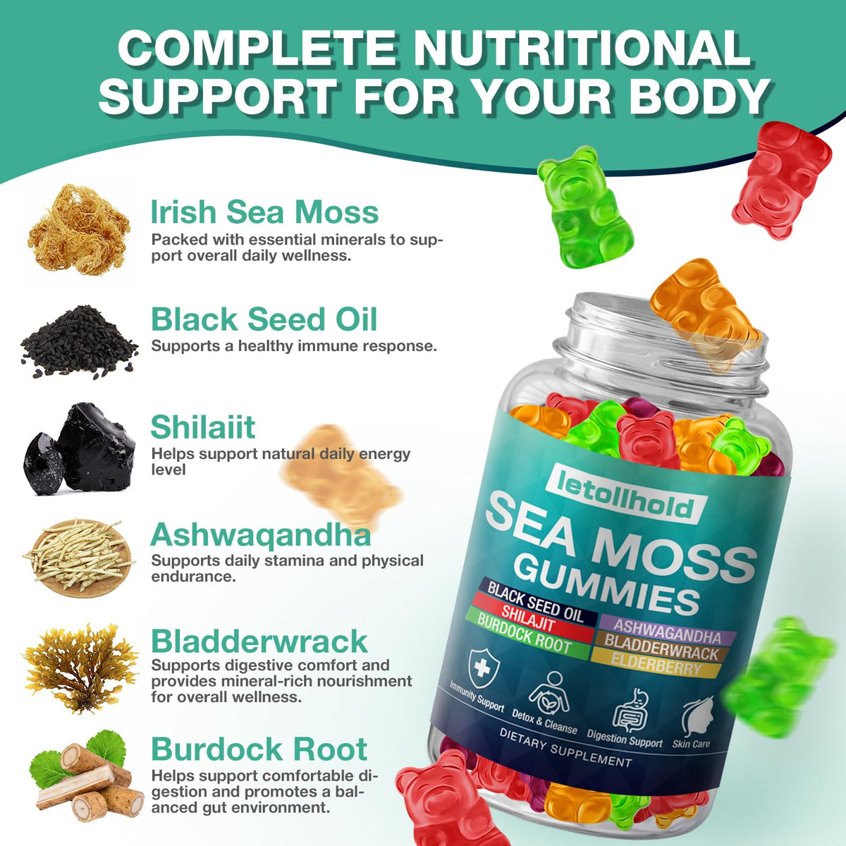 Gummies de Mousse Marine Bio letollhold avec ingrédients naturels