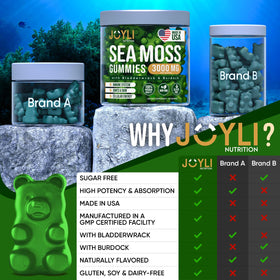 Gummies de mousse marine JOYLI Nutrition, affichage des ingrédients