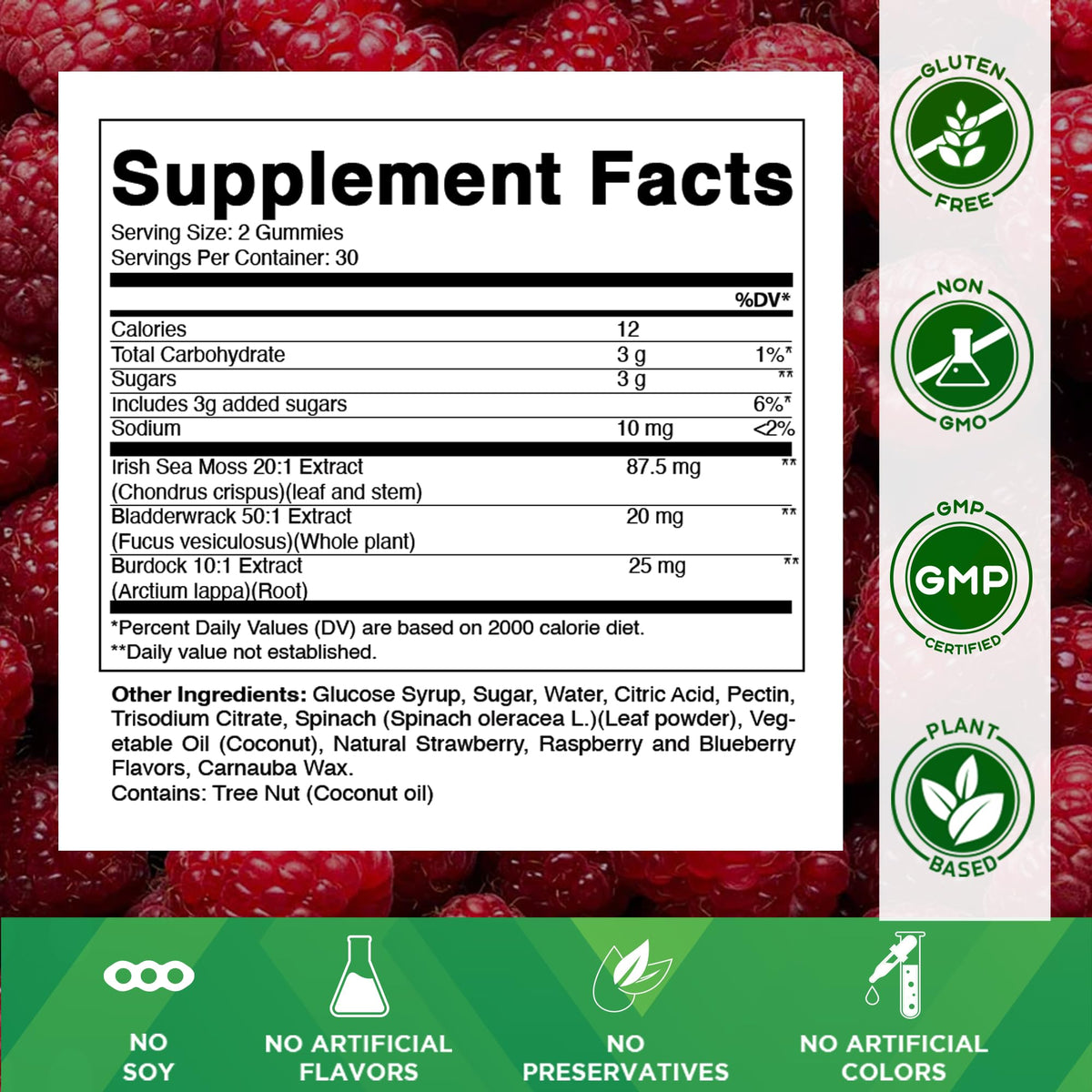 Gummies de Mousse Marine Vitamatic avec framboise en gros plan