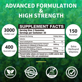 Gummies de Mullein Bio Fudualvdel, vue de côté avec étiquette