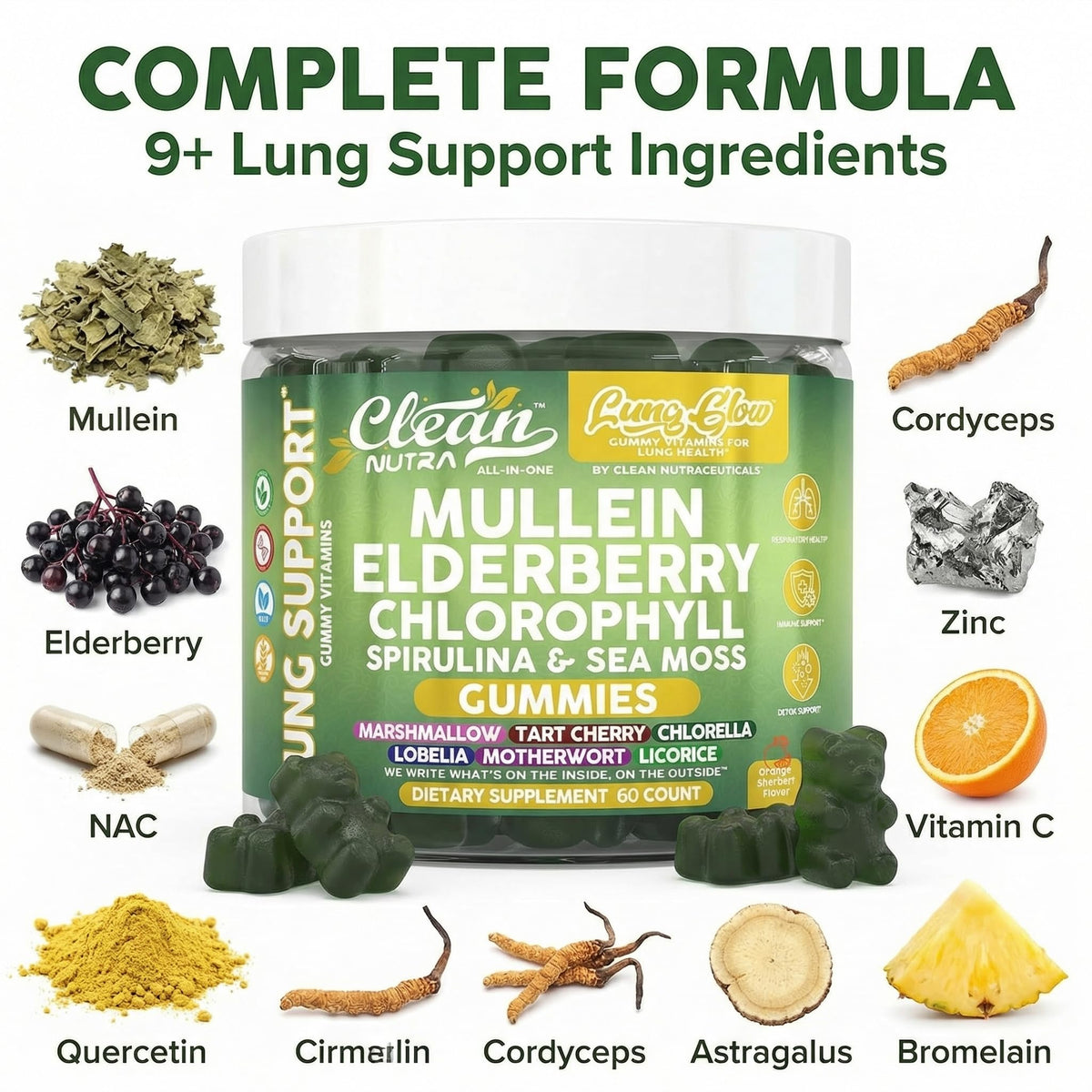 Gummies de Mullein en gros plan, montrant la texture