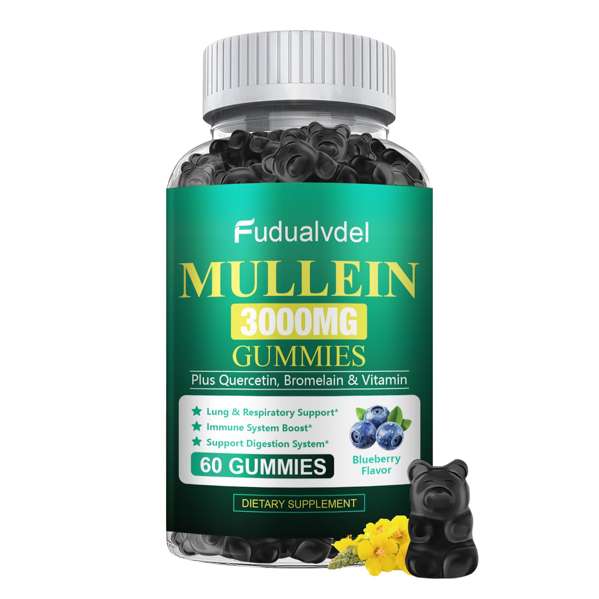Gummies de Mullein Fudualvdel 3000mg vue avant avec emballage
