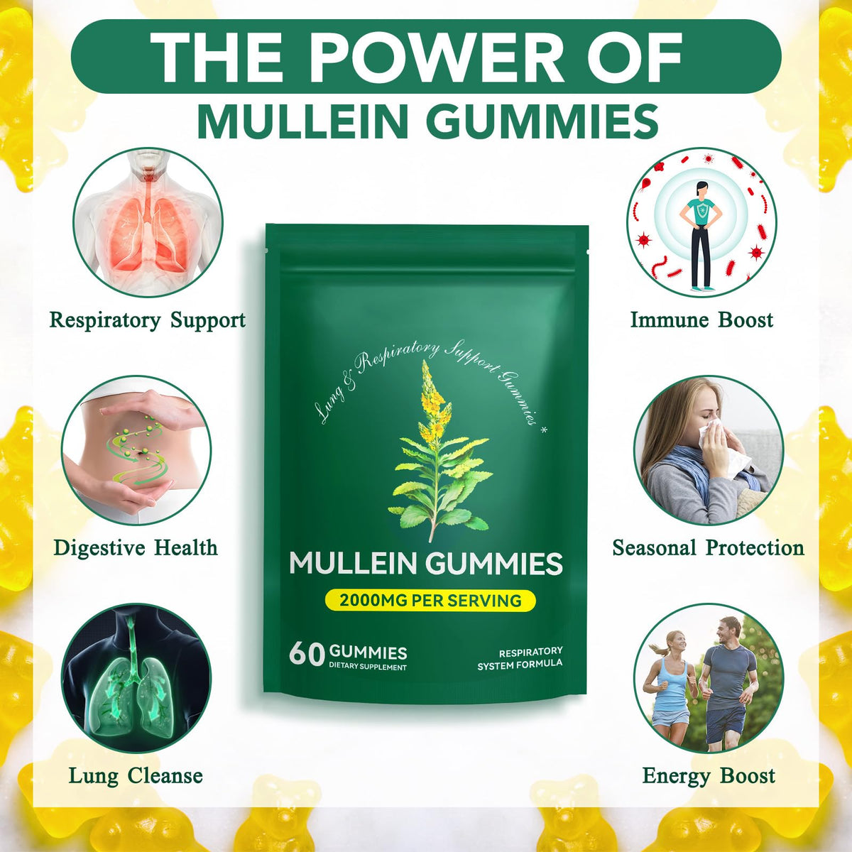 Gummies de Mullein MXCZBSM avec une poignée de gummies