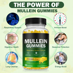 Gummies de Mullein Ruduwu avec des ingrédients naturels en arrière-plan