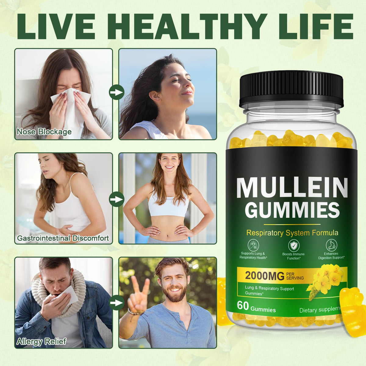 Gummies de Mullein Ruduwu dans un bocal en verre