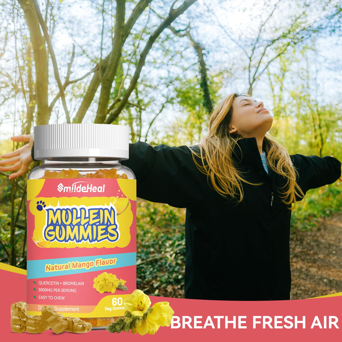 Gummies de Mullein SmildeHeal dans une main