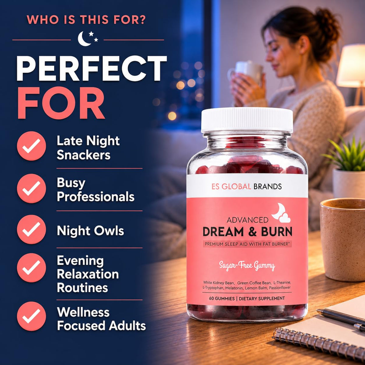 Gummies de Nuit ES Global Brands, avec des ingrédients naturels