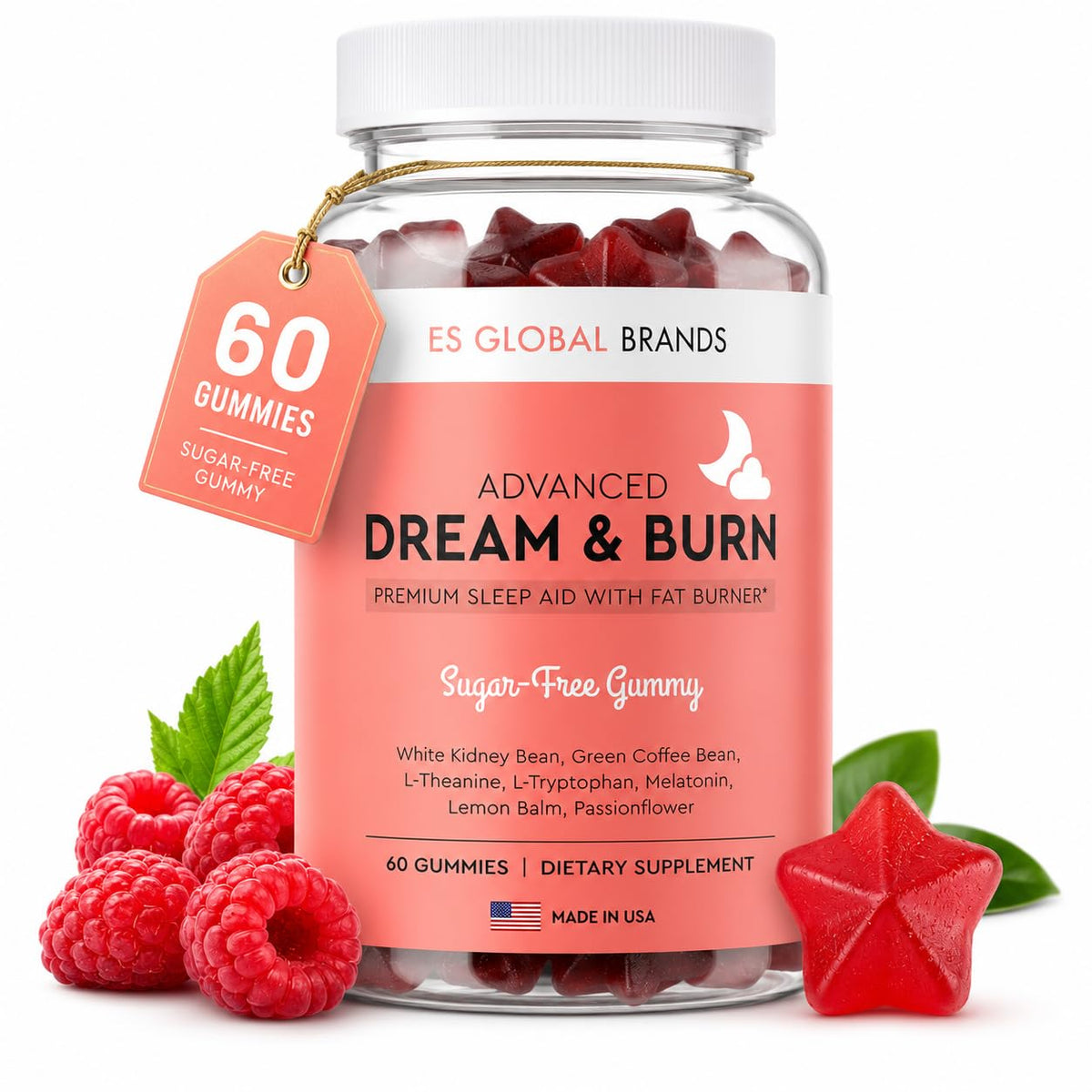 Gummies de Nuit ES Global Brands avec Mélatonine, vue de face