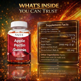 Gummies de pectine de pomme VAITE avec une pomme à côté