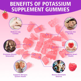Gummies de potassium BVIVLOO 1200mg dans la main d'un adulte