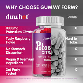 Gummies de potassium dans une main, prêtes à être consommées