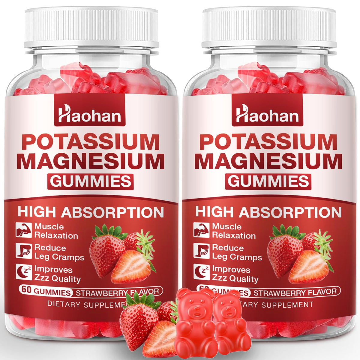 Gummies de Potassium et Magnésium Haohan 120 unités, vue de face