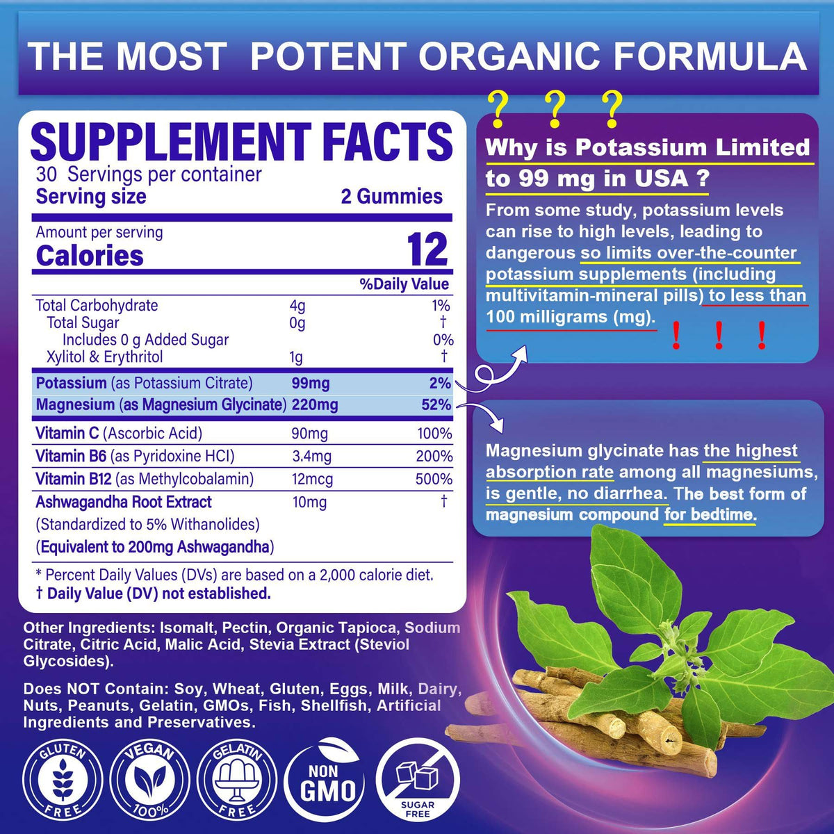 Gummies de potassium et magnésium NEVISS montrant la texture