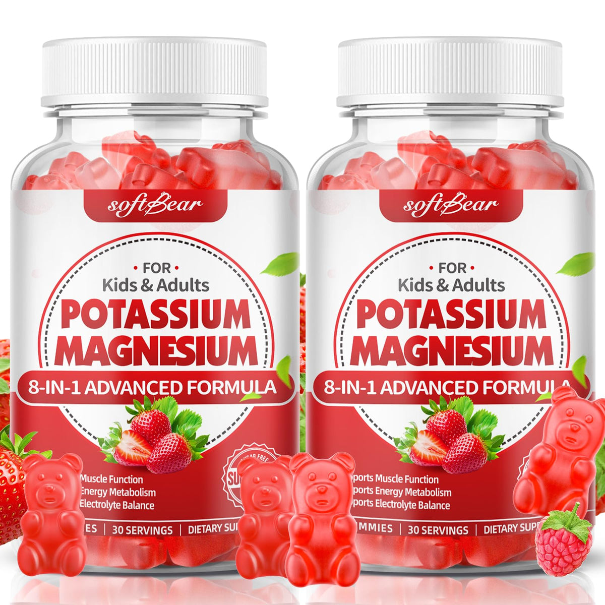 Gummies de potassium et magnésium softbear, vue de face