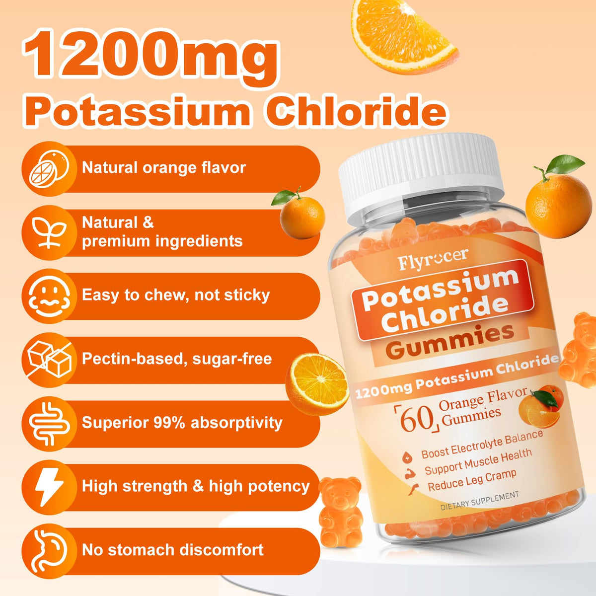 Gummies de potassium Flyrocer, étiquette de la bouteille