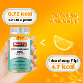 Gummies de potassium GREABBY à côté d'un verre d'eau