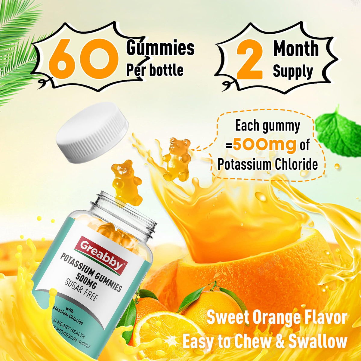 Gummies de potassium GREABBY sur une table