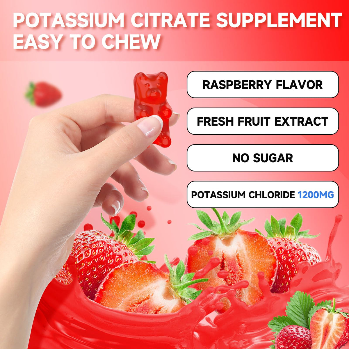 Gummies de Potassium GrnLife montrées dans une main